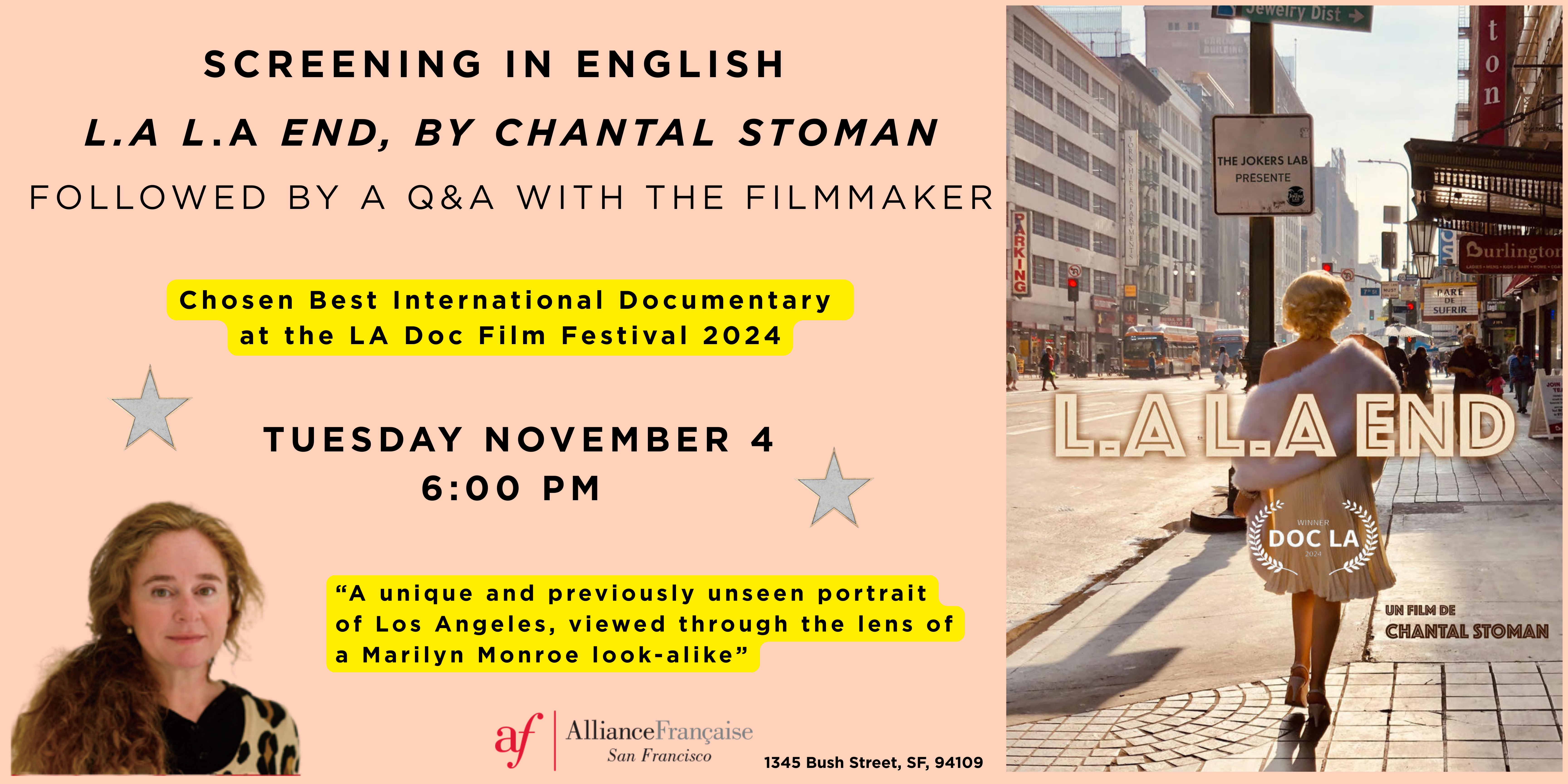 Special screening: LA. LA. End with filmmaker Chantal Stoman- Nov 4