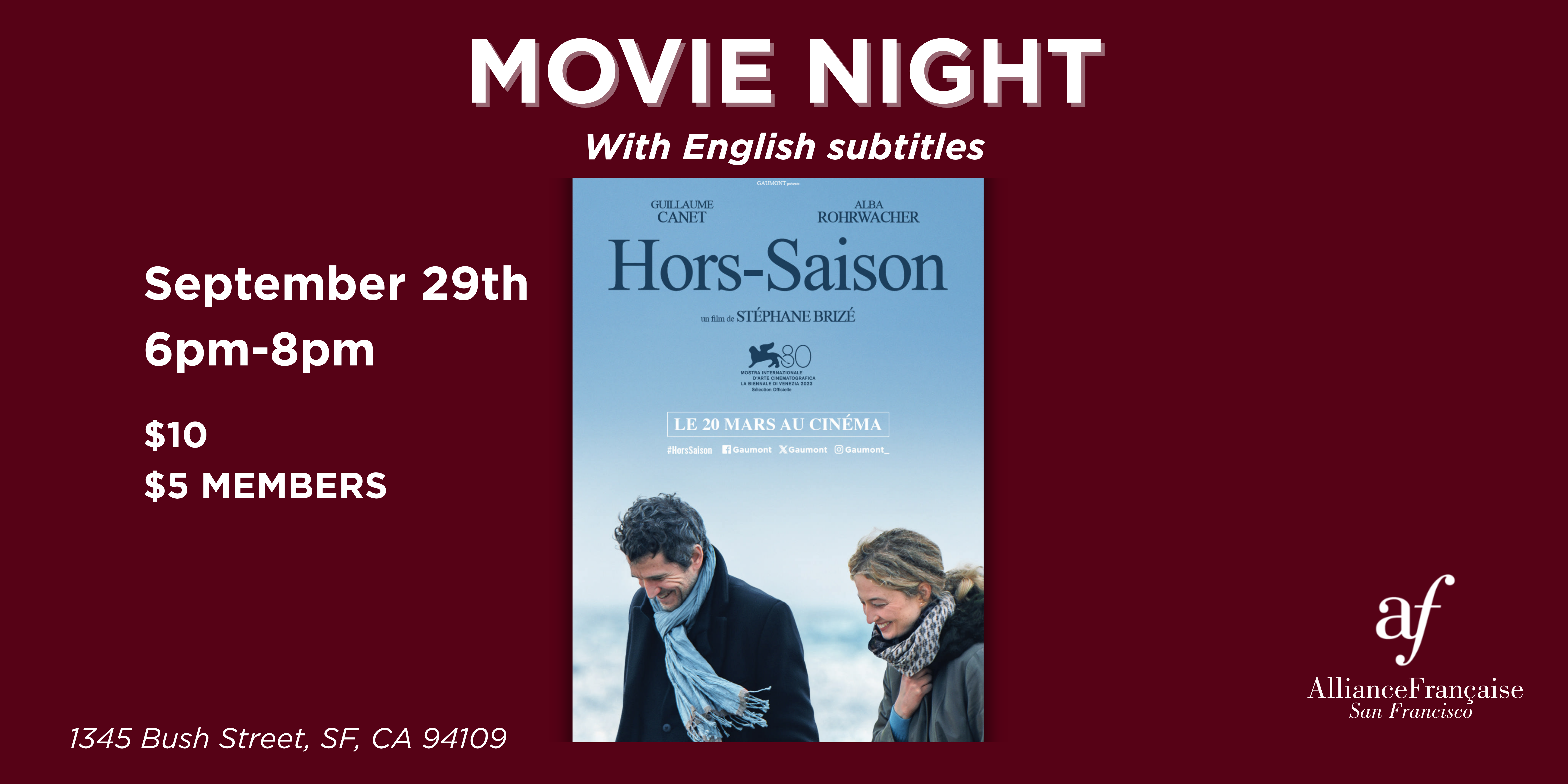 Movie Night : Hors-saison - September 29th 2026