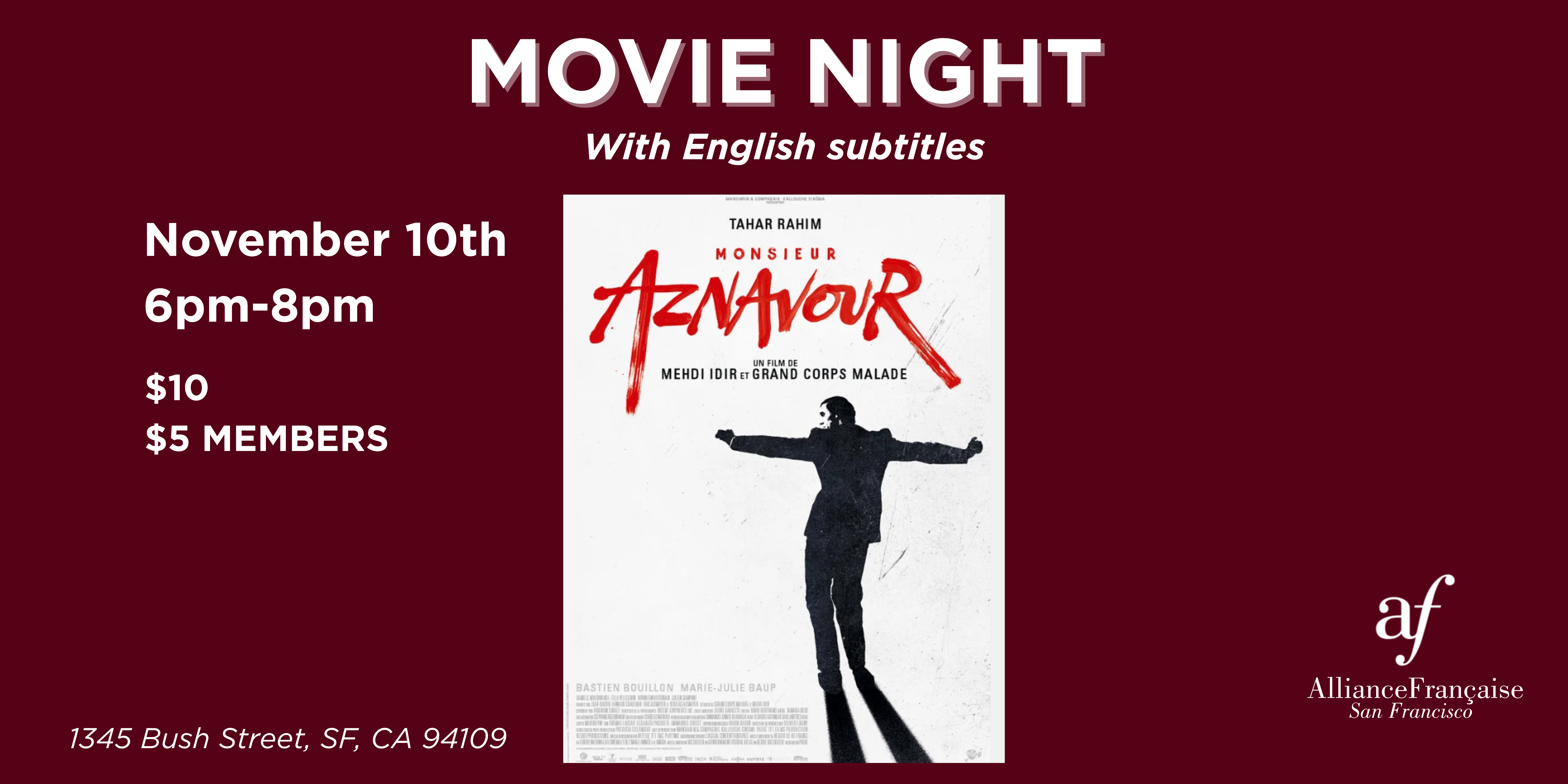 Movie Night: Monsieur Aznavour - November 10th 2026