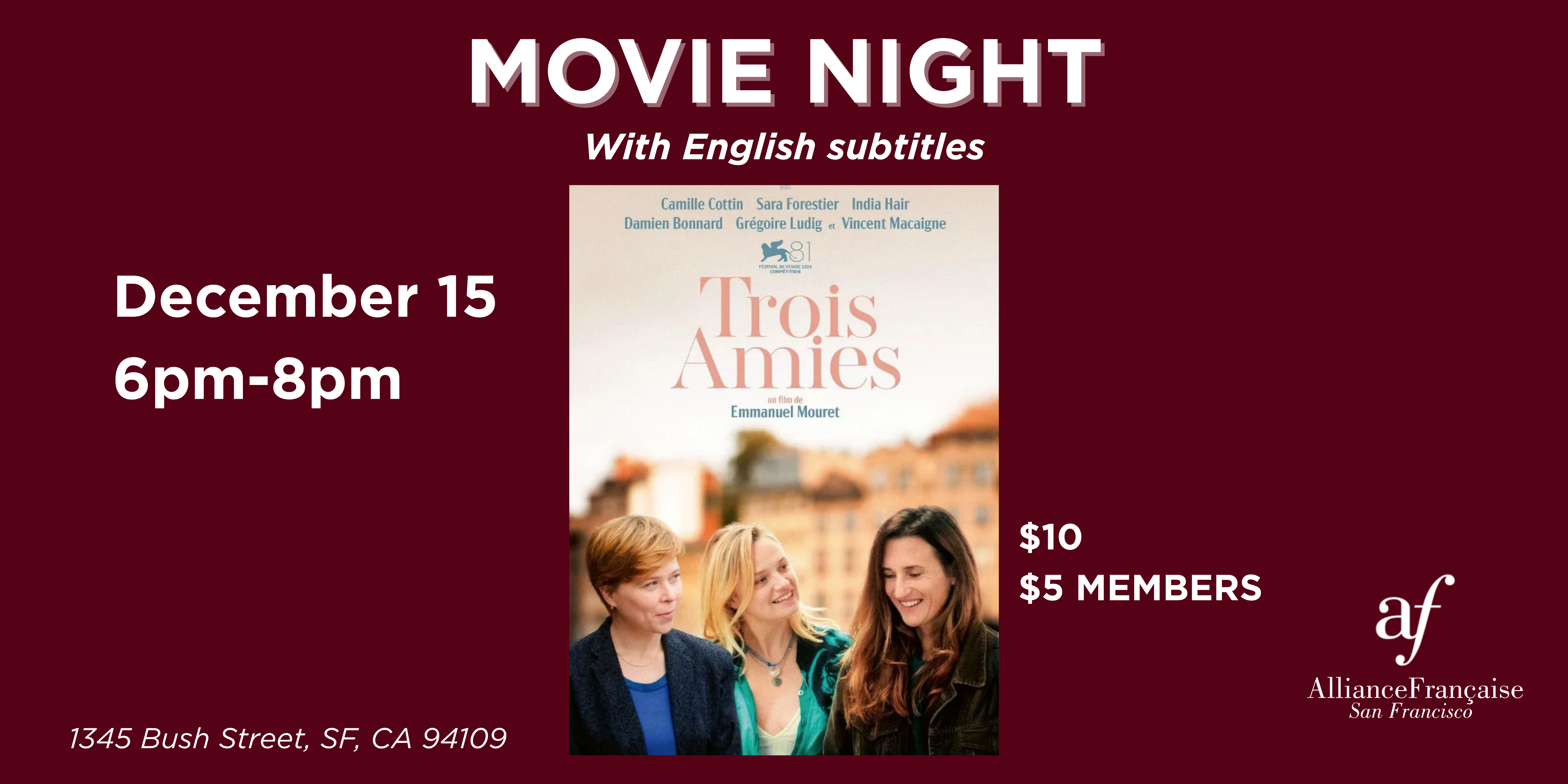 Movie Night: Trois amies - December 15, 2026