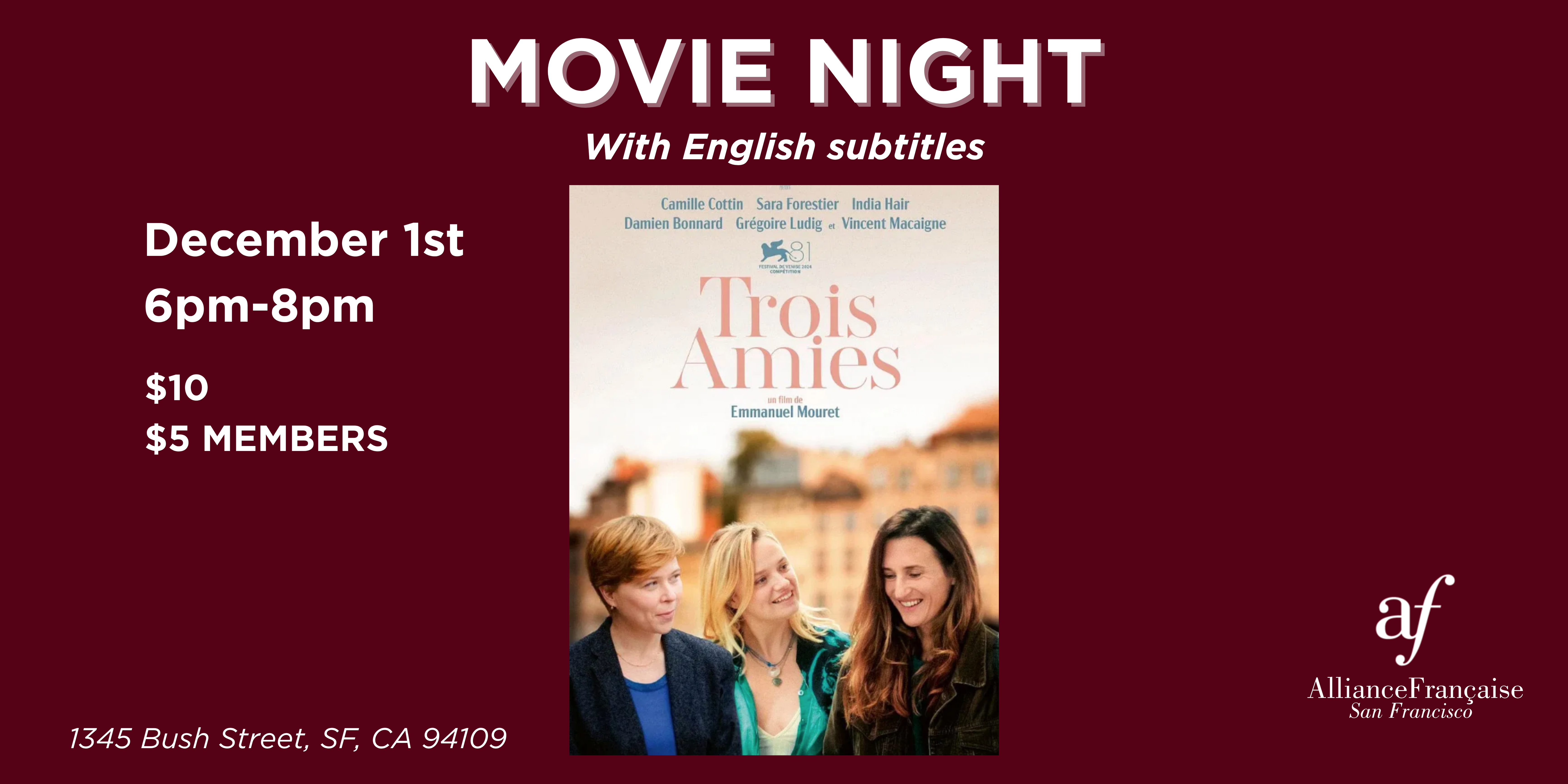 Movie Night: Trois amies - December 1st 2026
