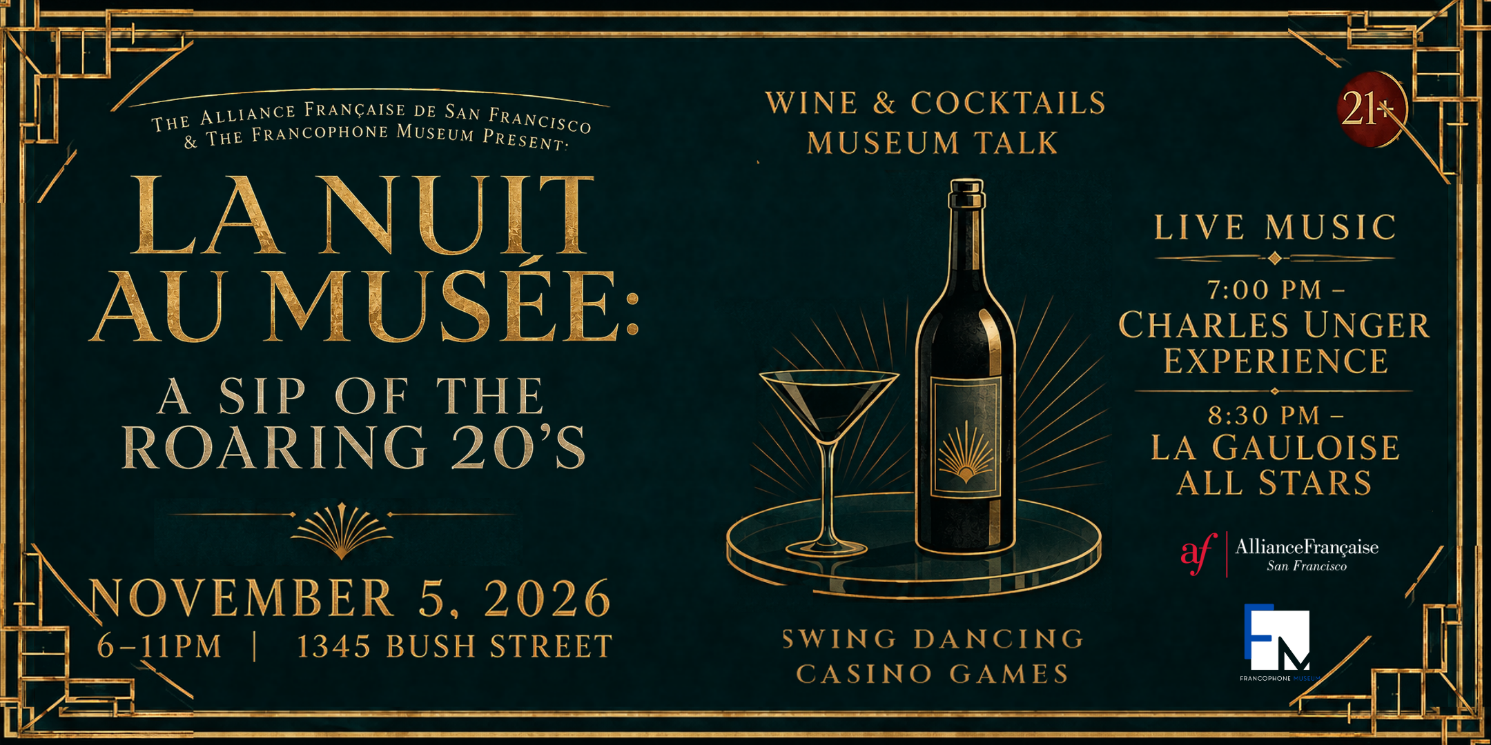 La nuit au musée: A Sip of the Roaring 20's - Nov 5, 2026